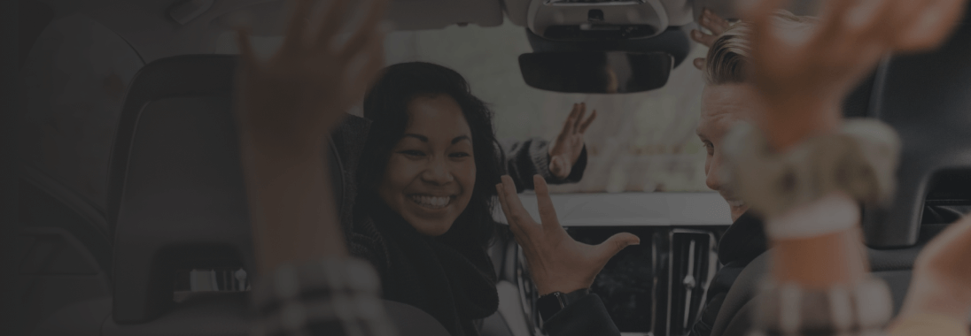 Family talking in the car